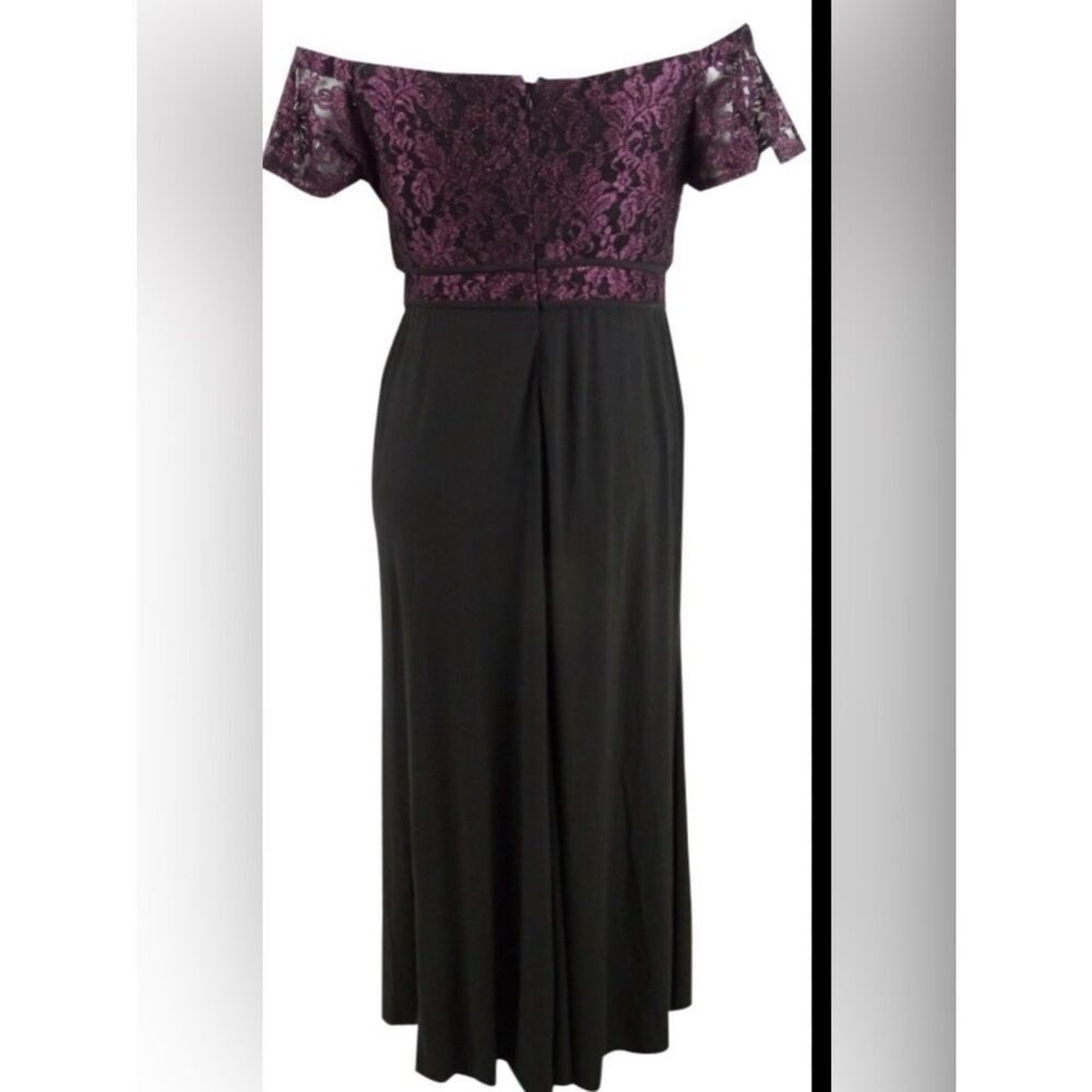 NIGHTWAY Womens Purple Short Sleeve Maxi Sheath Evening Dress NWT 12